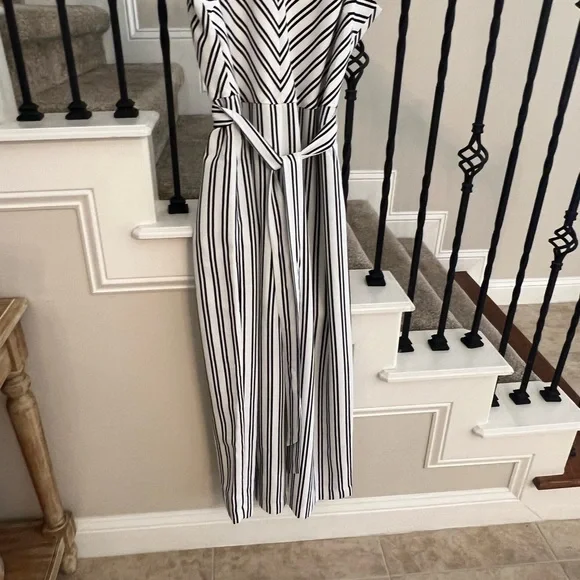 NWOT Banana Republic Black and White Striped Jumpsuit - Picture 7 of 13